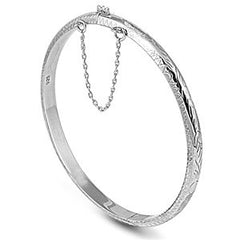 5MM Round Shape Design Bangle Bracelet With Safety Chain