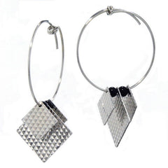 Continuous Hoop With Dangling Square And Onyx Hoops