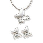 Kids Matte And Shiny Plain Butterfly Earring And Pendant Set