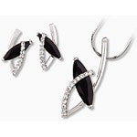 Marquise Cut Black With Clear Pendant And Earring Set