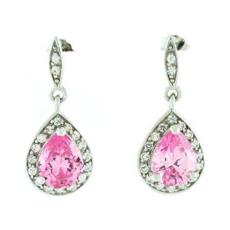 Teardrop Pink Topaz Earrings
