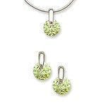Pinpoint Setting With A Light Green Earring And Pendant Set